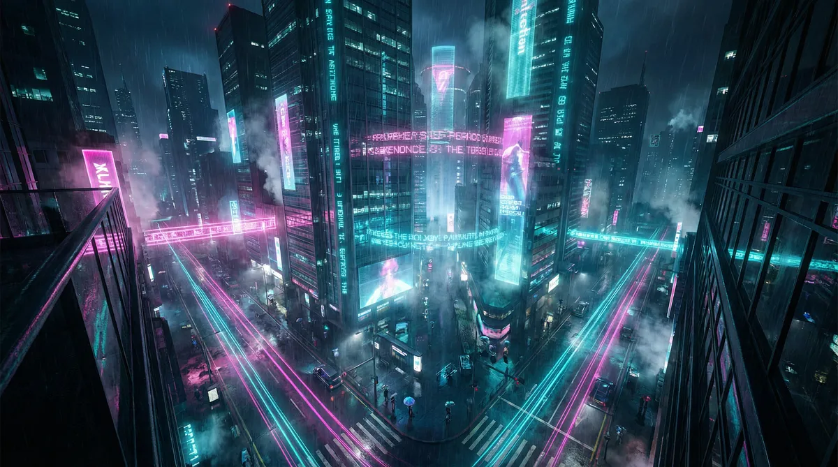 性欧美viedo高情 竖屏短剧平台首页背景 - 赛博朋克都市夜景
